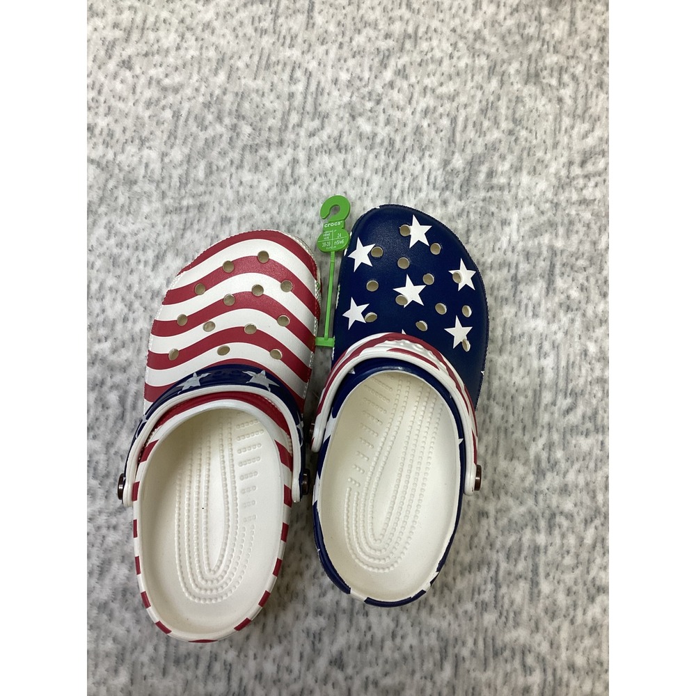 Crocs Classic American Flag Clog Mens 6 Womens 8 Stars Stripes 205974-0PZ